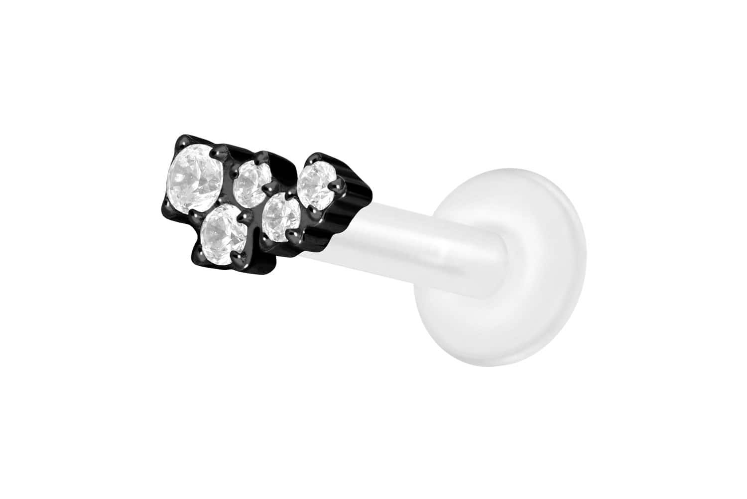 PTFE Labret Piercing mit Innengewinde + Titan-Aufsatz KRISTALLWOLKE